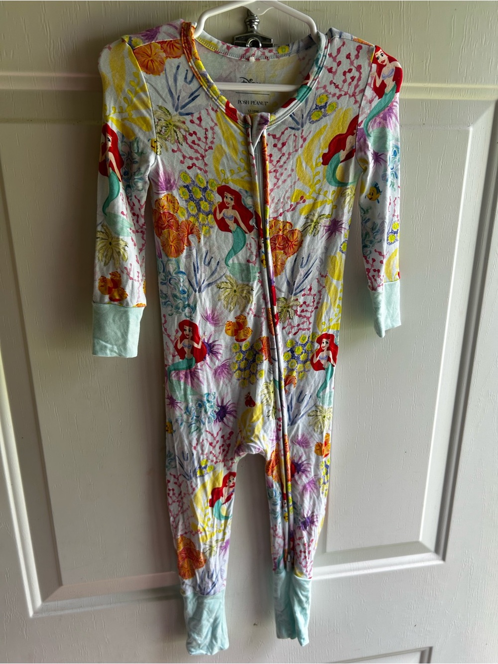 Posh Peanut Disney The Little Mermaid Ariel Mint Floral Kids One-Piece Pajamas